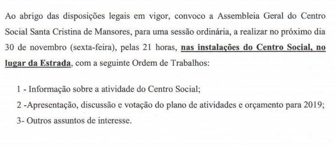 Convocatória – Assembleia Geral