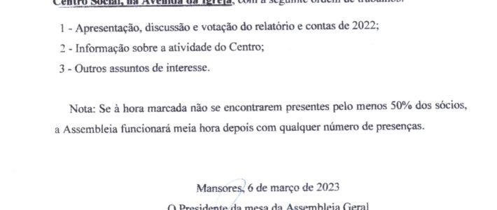 Convocatória – Assembleia Geral